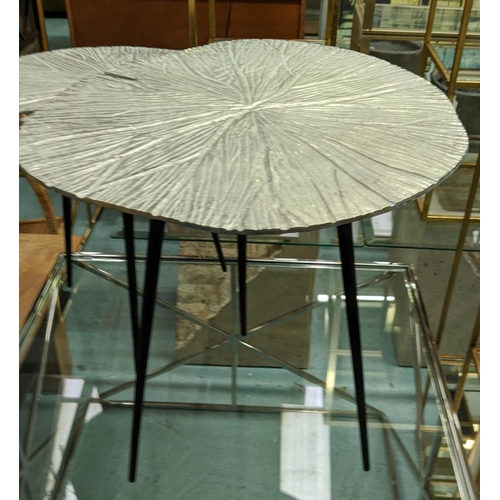 448 - LILIE PAD NEST OF TABLES, a graduated set of two, silvered top, largest measuring 54cm H x 54cm D. (... 