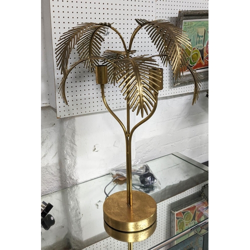 458 - MAISON JANSEN STYLE PALM TREE TABLE LAMPS, a pair, gilt metal, 70cm  H x 45cm W.