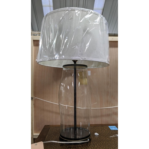 459 - LAUREN RALPH LAUREN HOME TABLE LAMPS, a pair, glass and black painted metal, with shades, 65cm H x 4... 