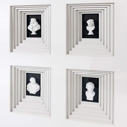 488 - MINIATURE BUST DISPLAY, framed and glazed, 110cm x 100cm.