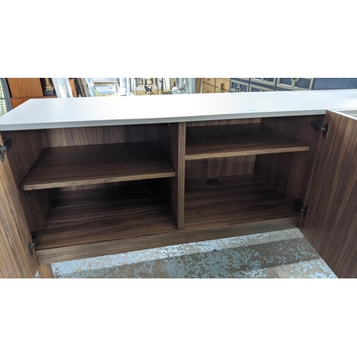 507 - PINCH SIDEBOARD, 180cm L x 76cm H x 53cm D with panelled doors.