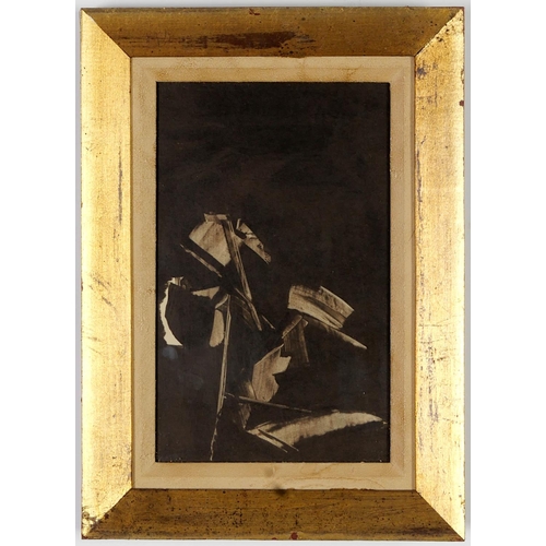 71 - AFTER PIERRE SOULAGES, four offset lithographs, abstract study in walnut wash, vintage frames, 22cm ... 