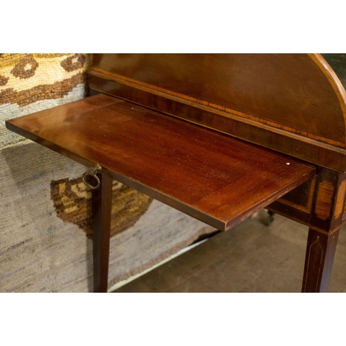 261 - ROLL TOP DESK, 99cm H x 92cm x 67cm, George III mahogany and satinwood with tambour top, fitted inte... 