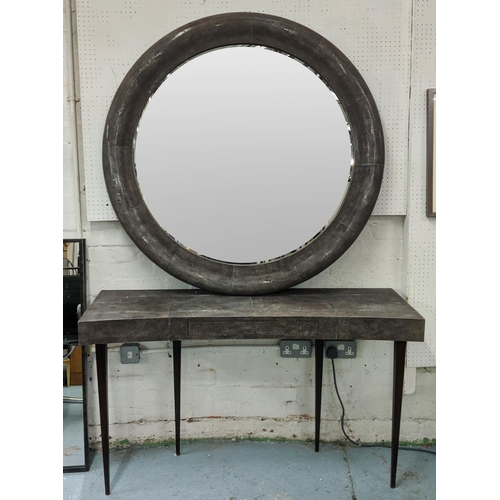 302 - LOUISE BRADLEY VANITY SET, including table and wall mirror, shagreen finish, 130cm x 42cm x 76cm con... 