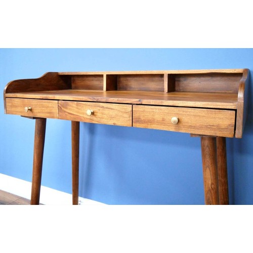 419 - WRITING DESK, 92cm x 99cm x 48cm, 1960s Danish style, three drawers. (3)