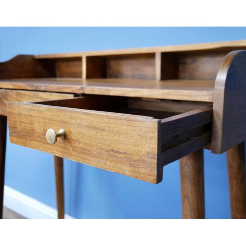 419 - WRITING DESK, 92cm x 99cm x 48cm, 1960s Danish style, three drawers. (3)