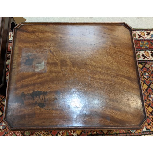 193 - OCCASIONAL TABLES, a pair, in the manner of Arthur Brett in the Chippendale style flame mahogany on ... 