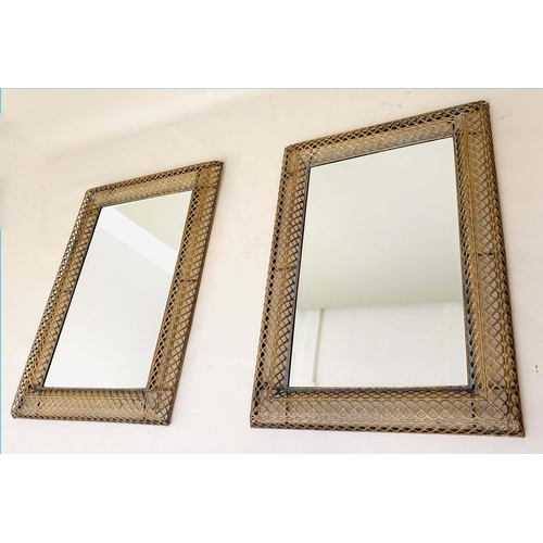 441 - WALL MIRRORS, pair, 100cm H x 70cm W x 6cm D, Regency style, pierced gilt metal frames. (2)