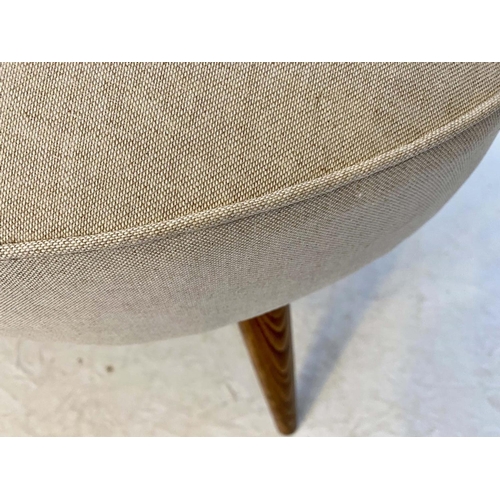 491 - FOOT STOOL, 46cm high, 106cm wide, 54cm deep, 1950's Italian style, neutral linen upholstery.