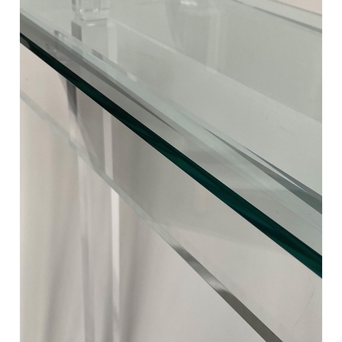 338 - ARTEFLEX CONSOLE TABLE, Italian lucite and polished glass top, 100cm W x 30cm D x 100cm H.