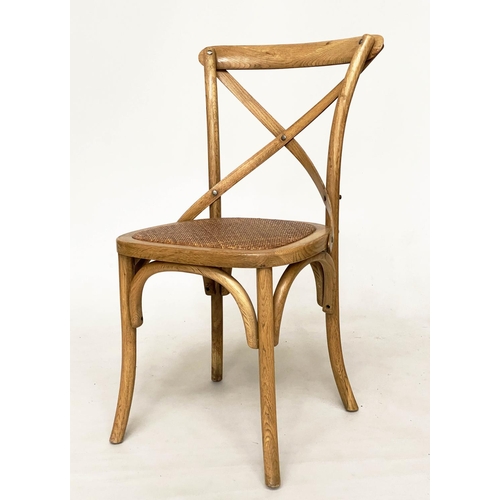 346 - OKA DINING CHAIRS, a set of eight, 90cm H, ash bentwood with X backs and cane inset seats. (8)