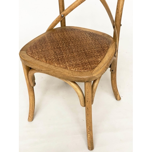 346 - OKA DINING CHAIRS, a set of eight, 90cm H, ash bentwood with X backs and cane inset seats. (8)