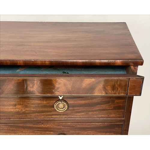 177 - SCOTTISH HALL CHEST, early 19th century figured mahogany of adapted shallow proportions with blind f... 