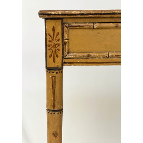 140 - FAUX BAMBOO WRITING TABLE, Regency period original paint with two frieze drawers, 95cm x 49cm x 77cm... 