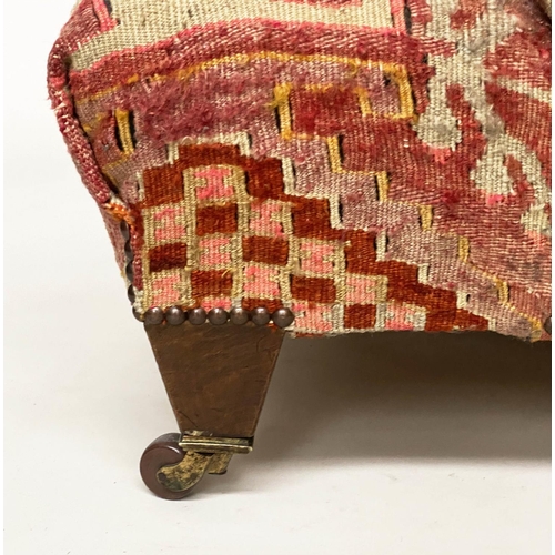 157 - KILIM ARMCHAIR, early 20th century in the manner of Howard Sons with antique kilim upholstery and sq... 