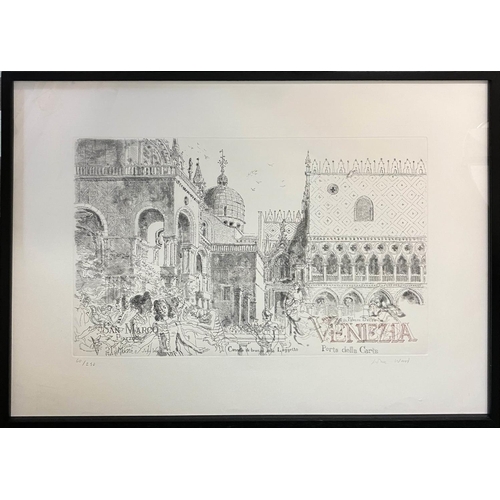 41 - JOHN WARD CBE RA (1917-2007), 'Venezia', engraving, 35cm x 55cm, signed in pencil, framed. (Subject ... 