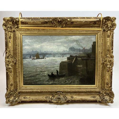 31 - CORNELIS JOHANNIS COSSAAR (1874-1948) 'The Embankment Steps', oil on canvas, 40cm x 60cm, signed (Pr... 
