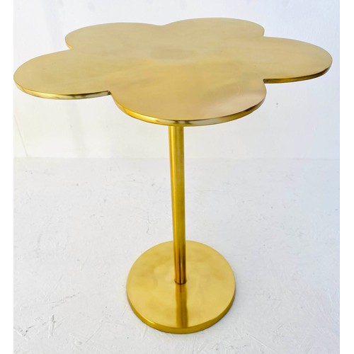 497 - CLOVER LEAF SIDE TABLES, a pair, 51cm high, 41cm diameter, gilt metal. (2)