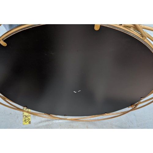 393 - WALL MIRRORS, a graduated near pair, gilt metal frames, 95cm D at largest. (2)