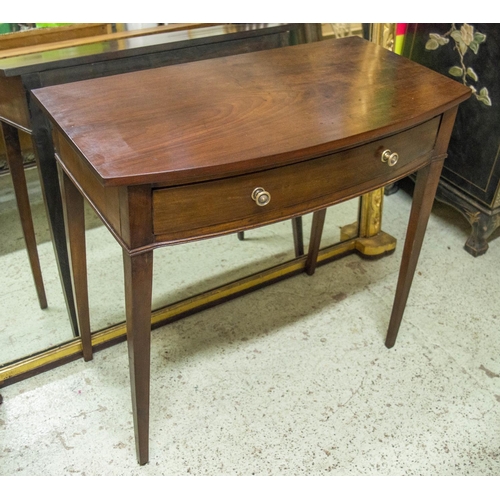 209 - BOWFRONT WRITING TABLE, 77cm H x 85cm W x 45cm D, George III mahogany with frieze drawer.