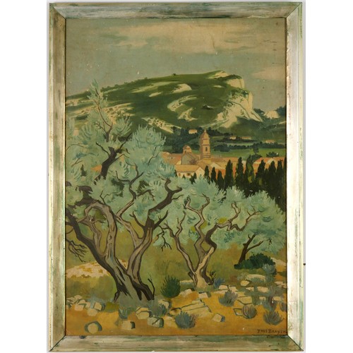 94 - YVES BRAYER, Provence, lithographic poster, signed in the plate, vintage verdigris frame, 75cm x 53c... 