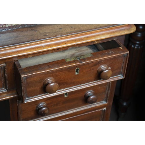 193 - PEDESTAL DESK, Victorian mahogany, with burgundy leather top above nine drawers, 75cm H x 122cm W x ... 