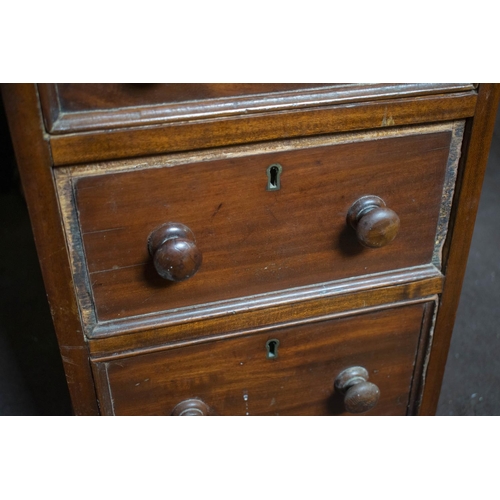 193 - PEDESTAL DESK, Victorian mahogany, with burgundy leather top above nine drawers, 75cm H x 122cm W x ... 