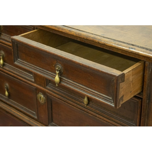 192 - CHEST, 96cm H x 101cm W x 59cm D, William and Mary oak, circa 1700, in two parts with six drawers.