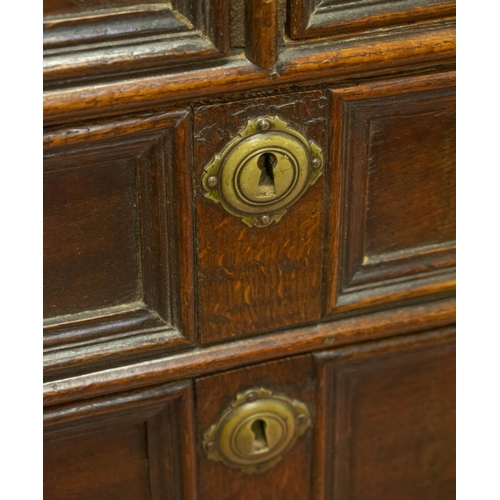 192 - CHEST, 96cm H x 101cm W x 59cm D, William and Mary oak, circa 1700, in two parts with six drawers.