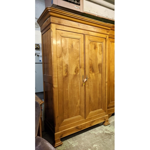 189 - ARMOIRE, mid 19th century Continental cherrywood with two doors enclosing a shelf and hanging rail, ... 