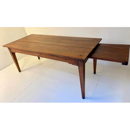 384 - FARMHOUSE KITCHEN TABLE, 77cm x 186cm x 87cm, 19th century French cherrywood with single drawer to o... 