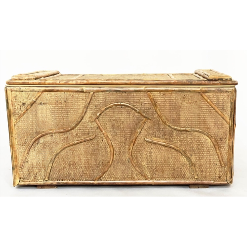 83 - BAMBOO TRUNK, late 19th century bamboo framed and panelled with cane/wicker panels, rising lid and c... 