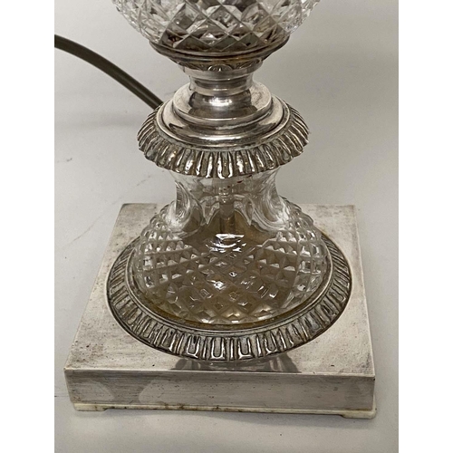 186 - TABLE LAMPS, a pair, cut glass, vase form with silvered mounts, 49cm H. (2)