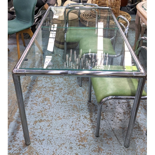 373 - DINING TABLE, 1970s, two panel glass top chrome frame, 71cm H x 160cm L x 85cm D.