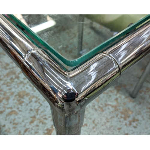 373 - DINING TABLE, 1970s, two panel glass top chrome frame, 71cm H x 160cm L x 85cm D.