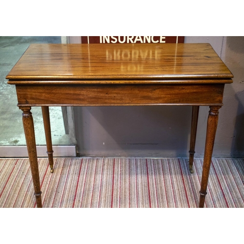 226 - CARD TABLE, 77cm H x 92cm x 44cm, George III mahogany, circa 1780, with green baize top and brass ca... 