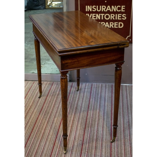 226 - CARD TABLE, 77cm H x 92cm x 44cm, George III mahogany, circa 1780, with green baize top and brass ca... 