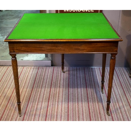 226 - CARD TABLE, 77cm H x 92cm x 44cm, George III mahogany, circa 1780, with green baize top and brass ca... 