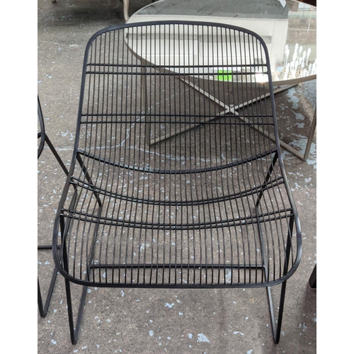 384 - LOUNGE CHAIRS, two, 1960's French style wire work design, 70cm H. (2)