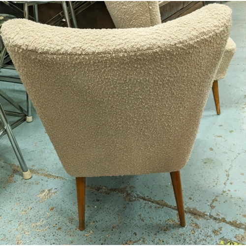 480 - SIDE CHAIRS, a pair, 79cm H, vintage 1960's, in a later bouclé upholstery. (2)