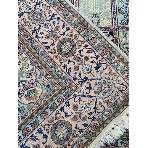 62 - PURE SILK TEHRAN GARDEN DESIGN CARPET, 280cm x 180cm.