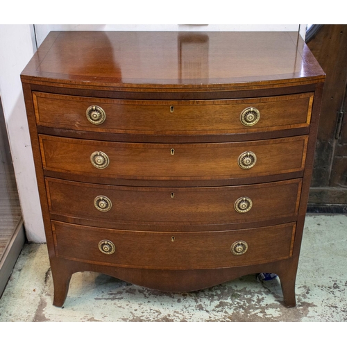 101 - BOWFRONT CHEST, 77cm H x 75cm x 43cm, circa 1900, George III style mahogany of four drawers.