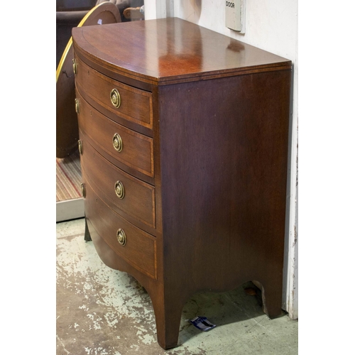 101 - BOWFRONT CHEST, 77cm H x 75cm x 43cm, circa 1900, George III style mahogany of four drawers.