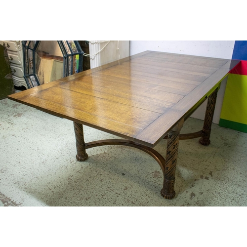 172 - DRAWLEAF TABLE, 76cm H x 106cm W x 106cm D, 183cm extended, circa 1925, oak.