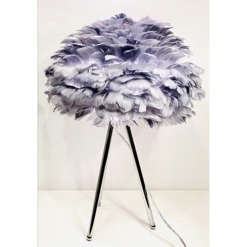 416 - FEATHER CLOUD TABLE LAMPS, a pair, polished metal bases, 
60cm x 40cm x 40cm.