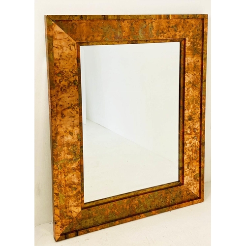 417 - WALL MIRROR, 1970s Italian style, coppered frame, 122cm x 91cm.