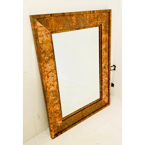 417 - WALL MIRROR, 1970s Italian style, coppered frame, 122cm x 91cm.