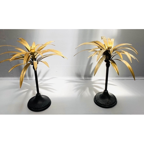 422 - PALM TREE CANDELABRA, a pair, gilt metal detail, 46cm H. (2)