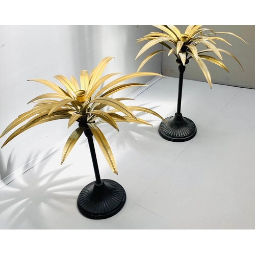 422 - PALM TREE CANDELABRA, a pair, gilt metal detail, 46cm H. (2)