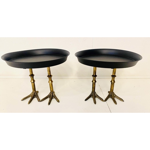 428 - BIRD FEET TRINKET TRAYS, a pair, gilt metal detail, 31cm x 41cm x 41cm.